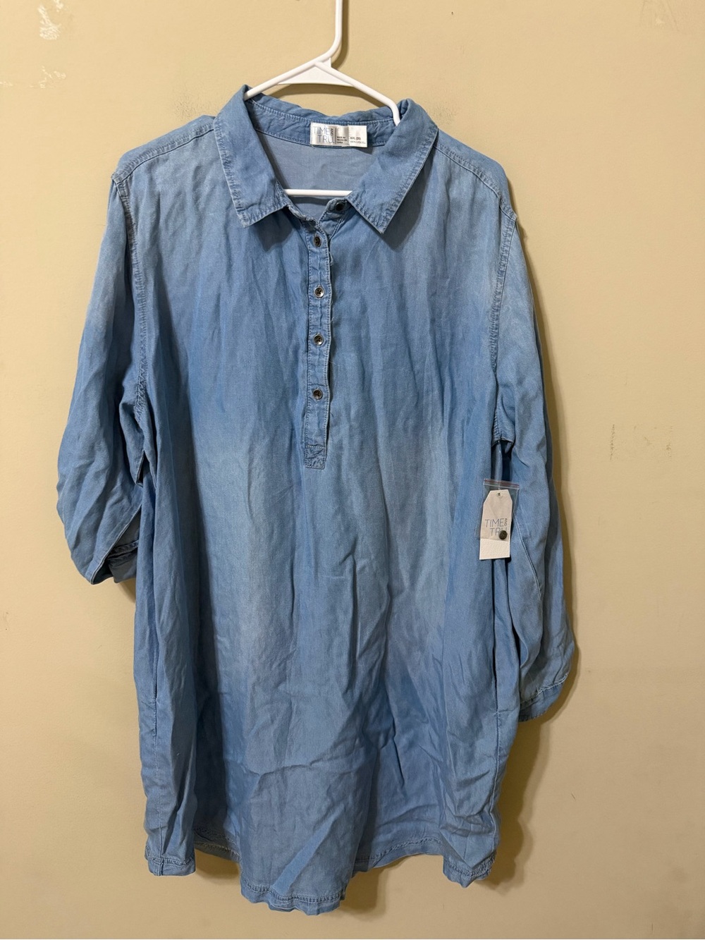 Time and Tru Light Blue Denim Mini Shirt Dress nwt fall ready game party career